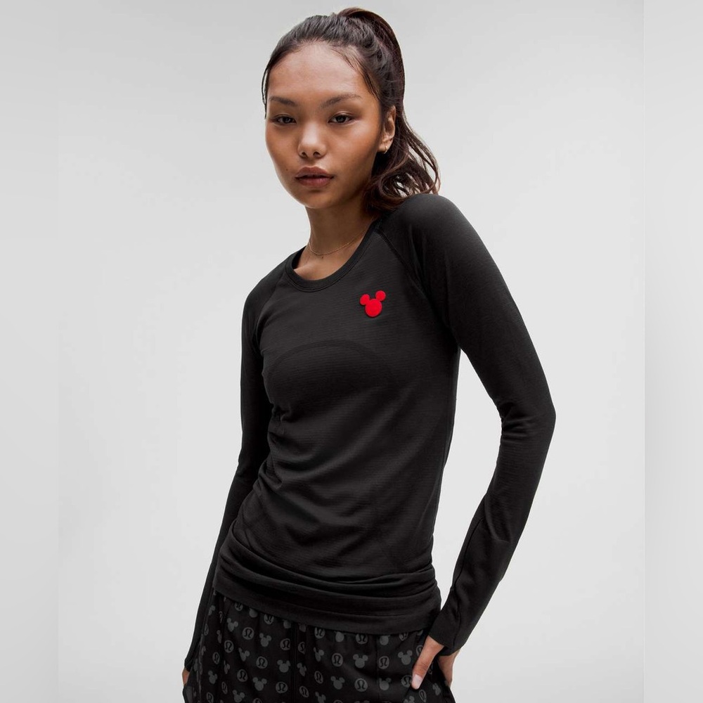 lululemon athletica Black Long Sleeve Kids Tee with Red Logo